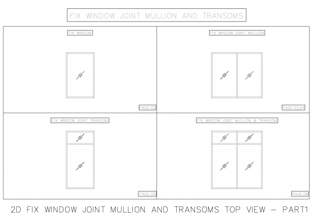 2D FIX WINDOW JOINT MULLION AND TRANSOMS TOP VIEW 3D Model .c4d .max .obj .3ds .fbx .stl .blend 