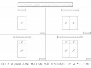 2D FIX WINDOW JOINT MULLION AND TRANSOMS TOP VIEW 3D मॉडल