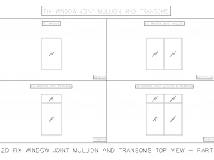 VISTA SUPERIOR DE JANELA DE JANELA DE FIXA&Ccedil;&Atilde;O 2D E MULLION E TRANSOMS Modelo 3D