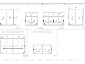 2D SLIDING WINDOW 2-4 PANEL AND FIX TOP VIEW 3D 모델