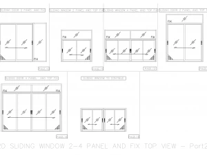 2D SLIDING WINDOW 2-4 PANEL AND FIX TOP VIEW 3D Model