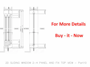 2D SLIDING WINDOW 2-4 PANEL AND FIX TOP VIEW 3D Model