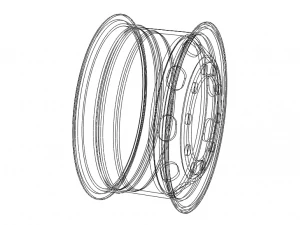 Heavy Truck Steel Wheel Rim 315 80R225 3D Model