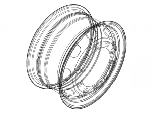 Heavy Truck Steel Wheel Rim 315 80R225 3D Model