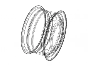 Heavy Truck Steel Wheel Rim 315 80R225 3D Model