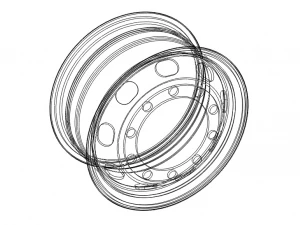Heavy Truck Steel Wheel Rim 315 80R225 3D Model