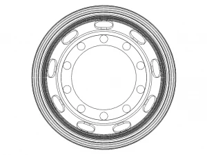 Heavy Truck Steel Wheel Rim 315 80R225 3D Model