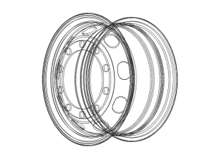 Heavy Truck Steel Wheel Rim 315 80R225 3D Model