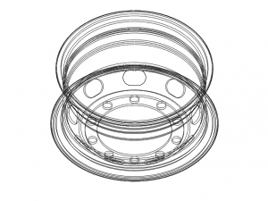 Heavy Truck Steel Wheel Rim 315 80R225 Modèle 3D