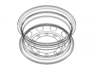 Heavy Truck Steel Wheel Rim 315 80R225 3D Model