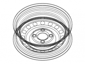 Trailer Wheel 13 inch 165R13 4 Stud x 100mm PCD Modello 3D