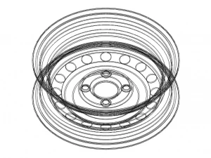 Trailer Wheel 13 inch 165R13 4 Stud x 100mm PCD 3D Model