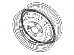 Trailer Wheel 13 inch 165R13 4 Stud x 100mm PCD Modello 3D