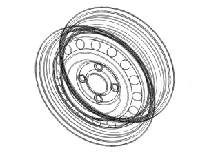 Trailer Wheel 13 inch 165R13 4 Stud x 100mm PCD 3D Model