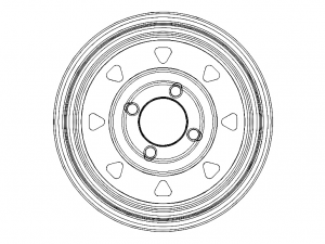 12 inch x 4 inch Trailer Wheel 3D Model