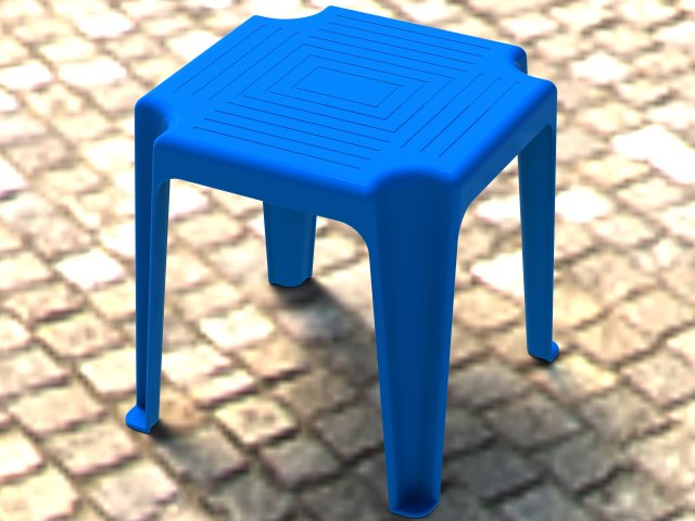 Blue Stackable Plastic Outdoor Side Table 3D Model .c4d .max .obj .3ds .fbx .stl .blend 