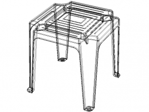 Blue Stackable Plastic Outdoor Side Table 3D Model