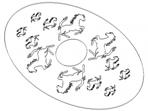 Oval Bronze Plated with Silver Horses Model 3D