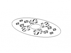 Oval Bronze Plated with Silver Horses Model 3D