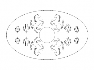 Oval Bronze Plated with Silver Horses Model 3D