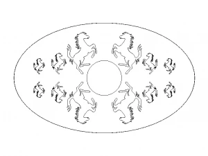 Oval Bronze Plated with Silver Horses 3D Model