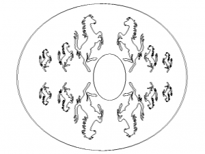 Oval Bronze Plated with Silver Horses Model 3D