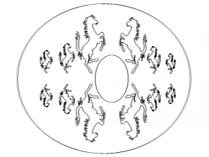 Oval Bronze Plated with Silver Horses 3D Model