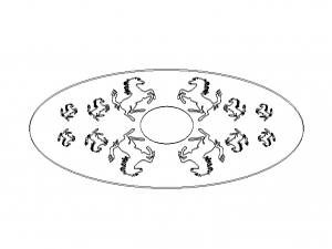 Oval Bronze Plated with Silver Horses Model 3D