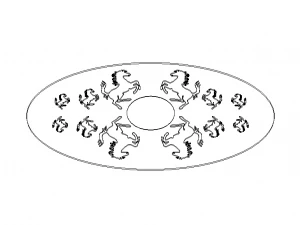 Oval Bronze Plated with Silver Horses 3D Model