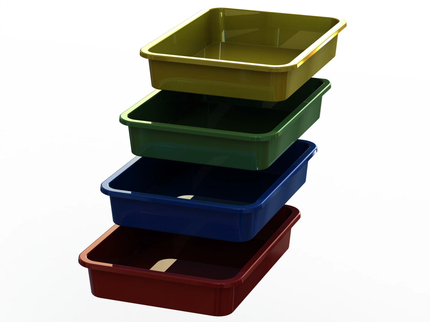 Rectangular Plastic Tray 30 Cms X 40 Cms X 8 Cms 3D Model .c4d .max .obj .3ds .fbx .stl .blend 