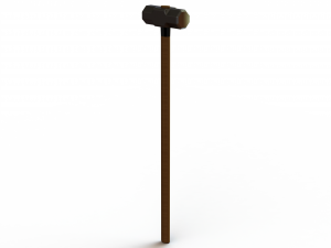 Sledge Hammer with Wooden Handle 3D Model