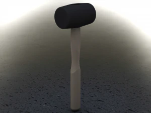 Marreta de borracha com cabo de madeira Modelo 3D