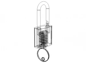 Solid Black Essential Padlock 3D Model
