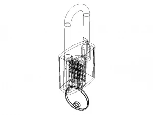 Solid Black Essential Padlock 3D Model