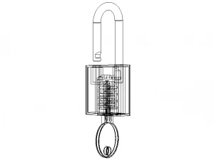 Solid Black Essential Padlock 3D Model