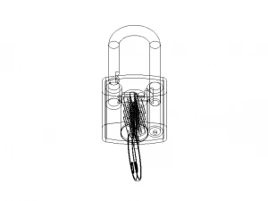 Solid Black Essential Padlock 3D Model