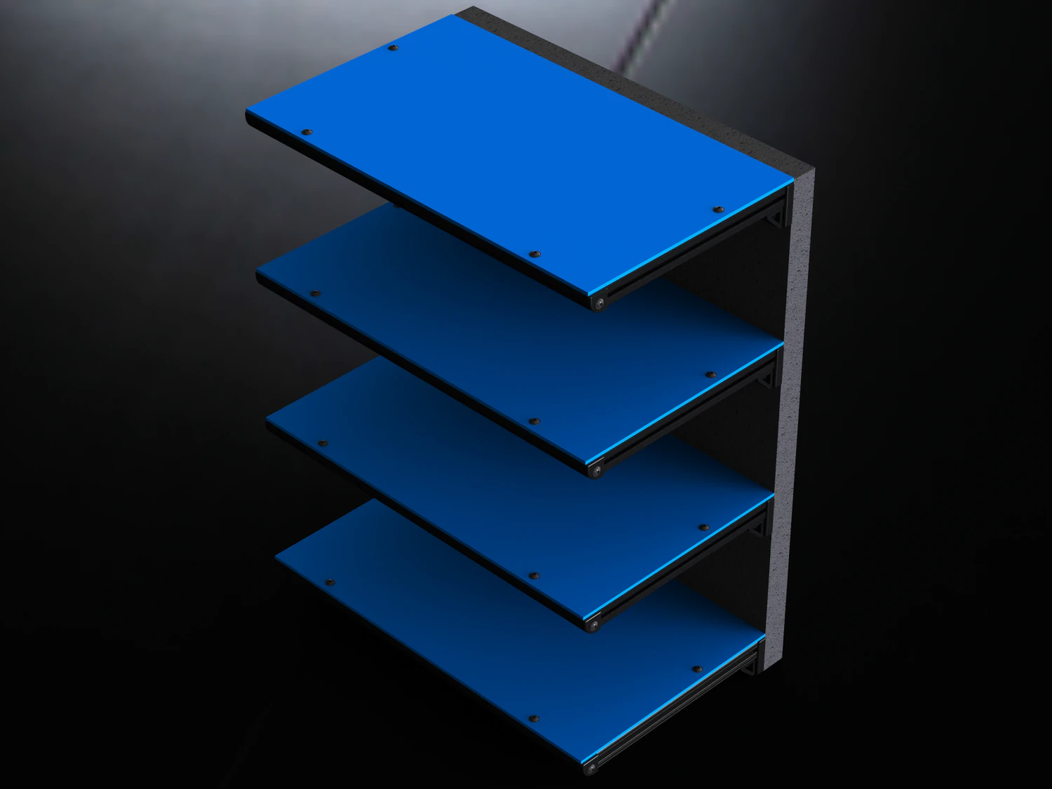 Aluminum Wall Mount Shelving 3D Model .c4d .max .obj .3ds .fbx .stl .blend