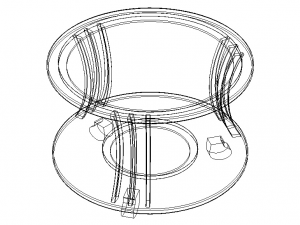 Teak Round Coffee Table with Glass 3Dモデル