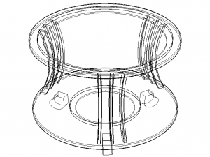 Teak Round Coffee Table with Glass 3Dモデル