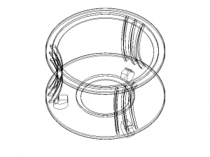Teak Round Coffee Table with Glass 3D Model