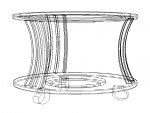 Teak Round Coffee Table with Glass 3D Model