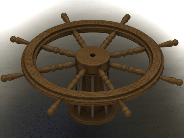 Wooden Ship Wheel Table 3D Model .c4d .max .obj .3ds .fbx .stl .blend 