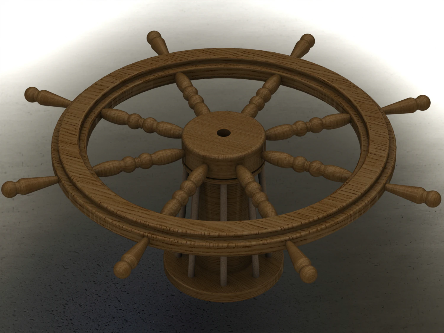 Wooden Ship Wheel Table 3D Model .c4d .max .obj .3ds .fbx .stl .blend 