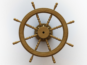 Wooden Ship Wheel Table 3D Model