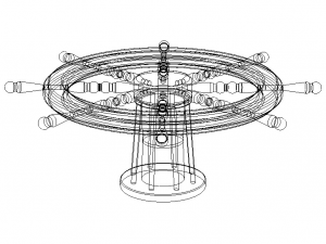 Wooden Ship Wheel Table 3D Model