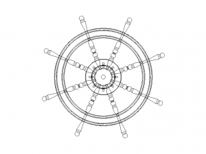 Wooden Ship Wheel Table 3D Model