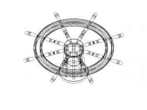 Wooden Ship Wheel Table 3D Model