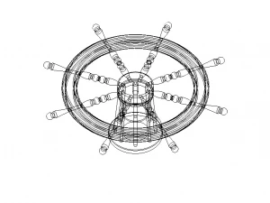 Wooden Ship Wheel Table 3D Model