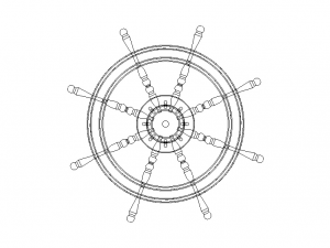 Wooden Ship Wheel Table 3D Model