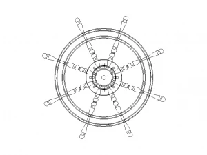 Wooden Ship Wheel Table 3D Model